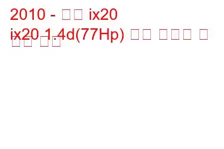 2010 - 현대 ix20
ix20 1.4d(77Hp) 연료 소비량 및 기술 사양