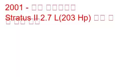 2001 - 닷지 스트라투스
Stratus II 2.7 L(203 Hp) 연료 소비 및 기술 사양