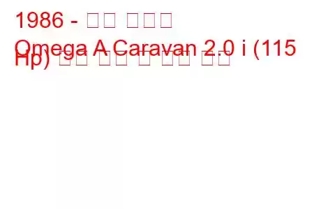 1986 - 오펠 오메가
Omega A Caravan 2.0 i (115 Hp) 연료 소비 및 기술 사양