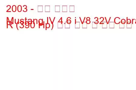 2003 - 포드 머스탱
Mustang IV 4.6 i V8 32V Cobra R (390 Hp) 연료 소비 및 기술 사양