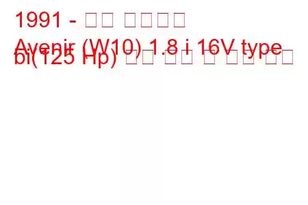 1991 - 닛산 아베니어
Avenir (W10) 1.8 i 16V type bi(125 Hp) 연료 소비 및 기술 사양