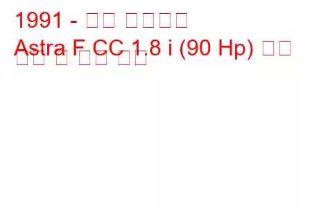 1991 - 오펠 아스트라
Astra F CC 1.8 i (90 Hp) 연료 소비 및 기술 사양