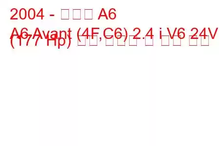 2004 - 아우디 A6
A6 Avant (4F,C6) 2.4 i V6 24V (177 Hp) 연료 소비량 및 기술 사양