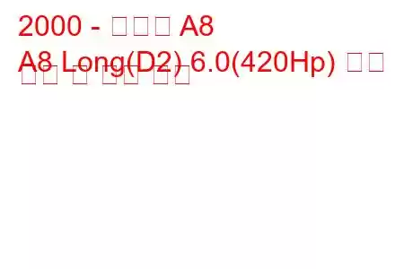 2000 - 아우디 A8
A8 Long(D2) 6.0(420Hp) 연료 소비 및 기술 사양
