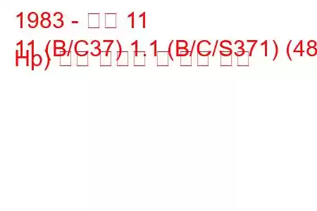 1983 - 르노 11
11 (B/C37) 1.1 (B/C/S371) (48 Hp) 연료 소비량 및 기술 사양