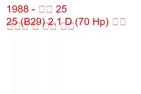 1988 - 르노 25
25 (B29) 2.1 D (70 Hp) 연료 소비량 및 기술 사양