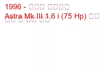 1996 - 복스홀 아스트라
Astra Mk III 1.6 i (75 Hp) 연료 소비 및 기술 사양