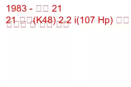 1983 - 르노 21
21 콤비(K48) 2.2 i(107 Hp) 연료 소비량 및 기술 사양