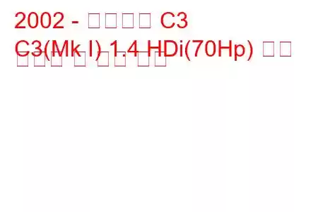 2002 - 시트로엥 C3
C3(Mk I) 1.4 HDi(70Hp) 연료 소비량 및 기술 사양