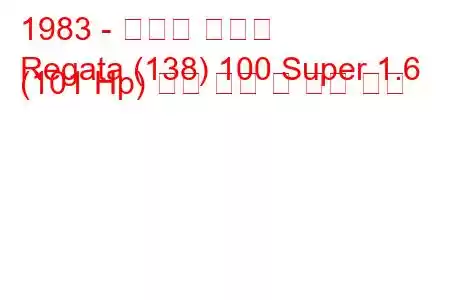 1983 - 피아트 레가타
Regata (138) 100 Super 1.6 (101 Hp) 연료 소비 및 기술 사양