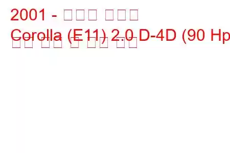 2001 - 토요타 코롤라
Corolla (E11) 2.0 D-4D (90 Hp) 연료 소비 및 기술 사양