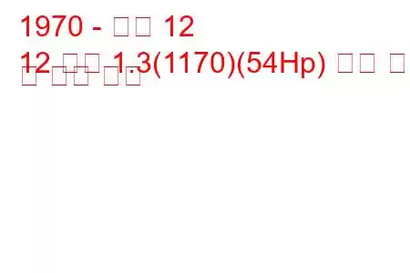 1970 - 르노 12
12 가변 1.3(1170)(54Hp) 연료 소비 및 기술 사양