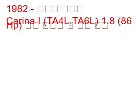 1982 - 토요타 카리나
Carina I (TA4L,TA6L) 1.8 (86 Hp) 연료 소비량 및 기술 사양