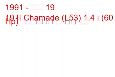 1991 - 르노 19
19 II Chamade (L53) 1.4 i (60 Hp) 연료 소비량 및 기술 사양