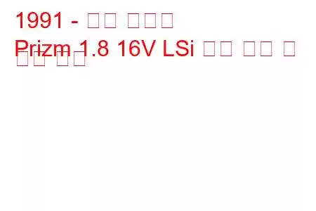 1991 - 지오 프리즘
Prizm 1.8 16V LSi 연료 소비 및 기술 사양