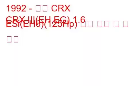 1992 - 혼다 CRX
CRX III(EH,EG) 1.6 ESi(EH6)(125Hp) 연료 소비 및 기술 사양