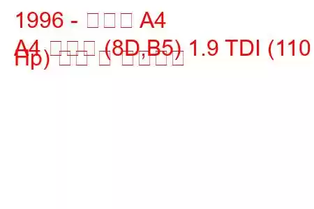 1996 - 아우디 A4
A4 아방트 (8D,B5) 1.9 TDI (110 Hp) 연비 및 기술사양