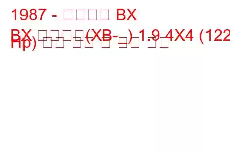 1987 - 시트로엥 BX
BX 브레이크(XB-_) 1.9 4X4 (122 Hp) 연료 소비 및 기술 사양