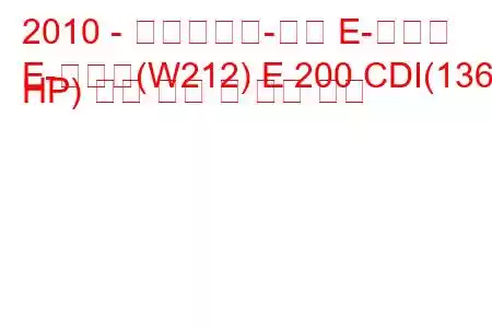 2010 - 메르세데스-벤츠 E-클래스
E-클래스(W212) E 200 CDI(136 HP) 연료 소비 및 기술 사양