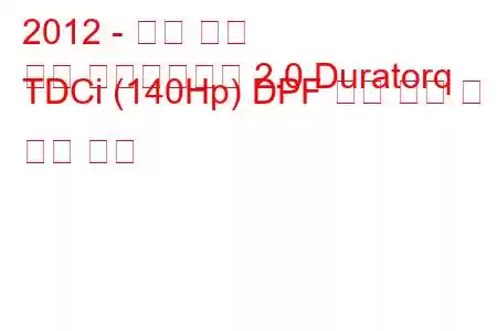 2012 - 포드 쿠가
쿠가 페이스리프트 2.0 Duratorq TDCi (140Hp) DPF 연료 소비 및 기술 사양