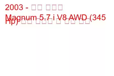 2003 - 닷지 매그넘
Magnum 5.7 i V8 AWD (345 Hp) 연료 소비량 및 기술 사양