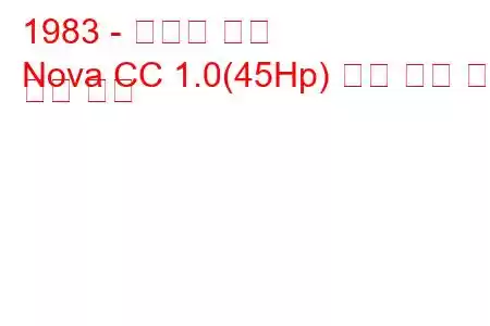 1983 - 복스홀 노바
Nova CC 1.0(45Hp) 연료 소비 및 기술 사양