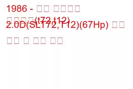 1986 - 닛산 블루버드
블루버드(t72,t12) 2.0D(SLT72,T12)(67Hp) 연료 소비 및 기술 사양