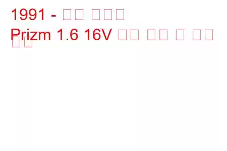 1991 - 지오 프리즘
Prizm 1.6 16V 연료 소비 및 기술 사양