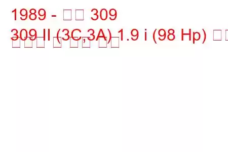 1989 - 푸조 309
309 II (3C,3A) 1.9 i (98 Hp) 연료 소비량 및 기술 사양