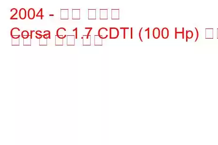 2004 - 오펠 코르사
Corsa C 1.7 CDTI (100 Hp) 연료 소비 및 기술 사양