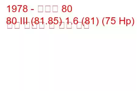 1978 - 아우디 80
80 III (81.85) 1.6 (81) (75 Hp) 연료 소비량 및 기술 사양