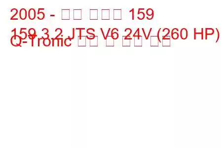 2005 - 알파 로미오 159
159 3.2 JTS V6 24V (260 HP) Q-Tronic 연비 및 기술 사양