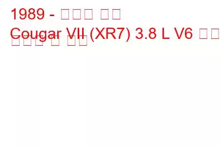 1989 - 머큐리 쿠거
Cougar VII (XR7) 3.8 L V6 연료 소비량 및 사양