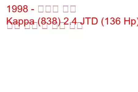 1998 - 란시아 카파
Kappa (838) 2.4 JTD (136 Hp) 연료 소비 및 기술 사양