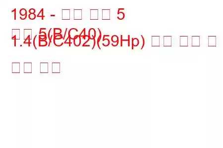 1984 - 르노 슈퍼 5
슈퍼 5(B/C40) 1.4(B/C402)(59Hp) 연료 소비 및 기술 사양