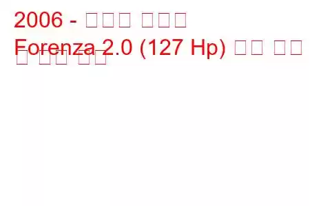 2006 - 스즈키 포렌자
Forenza 2.0 (127 Hp) 연료 소비 및 기술 사양