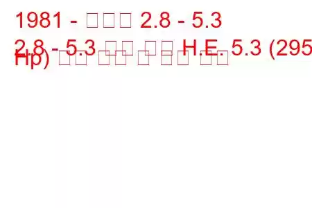 1981 - 다임러 2.8 - 5.3
2.8 - 5.3 더블 식스 H.E. 5.3 (295 Hp) 연료 소비 및 기술 사양