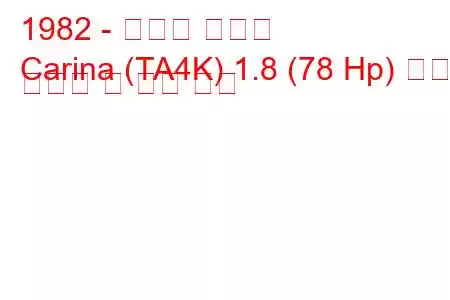 1982 - 토요타 카리나
Carina (TA4K) 1.8 (78 Hp) 연료 소비량 및 기술 사양