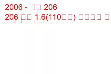 2006 - 푸조 206
206 세단 1.6(110마력) 팁트로닉 연료 소비량 및 기술 사양