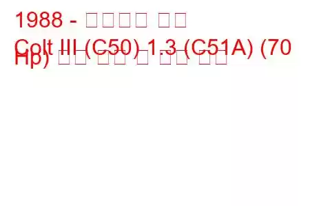 1988 - 미쓰비시 콜트
Colt III (C50) 1.3 (C51A) (70 Hp) 연료 소비 및 기술 사양