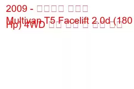 2009 - 폭스바겐 멀티밴
Multivan T5 Facelift 2.0d (180 Hp) 4WD 연료 소비 및 기술 사양
