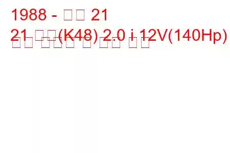 1988 - 르노 21
21 콤비(K48) 2.0 i 12V(140Hp) 연료 소비량 및 기술 사양