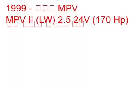 1999 - 마즈다 MPV
MPV II (LW) 2.5 24V (170 Hp) 연료 소비량 및 기술 사양