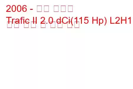 2006 - 르노 트래픽
Trafic II 2.0 dCi(115 Hp) L2H1 연료 소비 및 기술 사양
