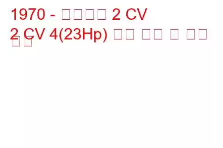 1970 - 시트로엥 2 CV
2 CV 4(23Hp) 연료 소비 및 기술 사양