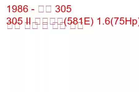 1986 - 푸조 305
305 II 브레이크(581E) 1.6(75Hp) 연료 소비 및 기술 사양