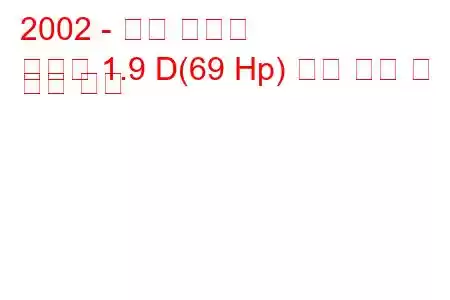 2002 - 푸조 파트너
파트너 1.9 D(69 Hp) 연료 소비 및 기술 사양