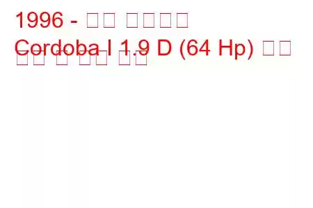 1996 - 좌석 코르도바
Cordoba I 1.9 D (64 Hp) 연료 소비 및 기술 사양