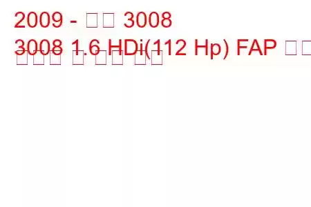 2009 - 푸조 3008
3008 1.6 HDi(112 Hp) FAP 연료 소비량 및 기술 사양