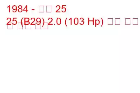 1984 - 르노 25
25 (B29) 2.0 (103 Hp) 연료 소비량 및 기술 사양